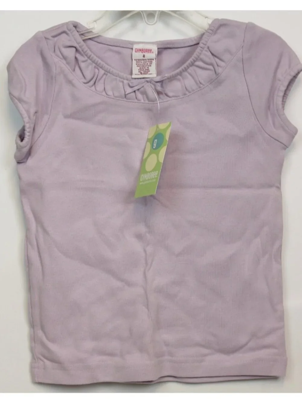 2004 Gymboree European Holiday T-Shirt sz 6 Solid Lavender Gathered Neckline Tee